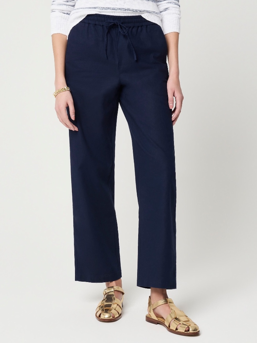 NWT J.Crew Factory Linen-blend slim wide-leg drawstring pant